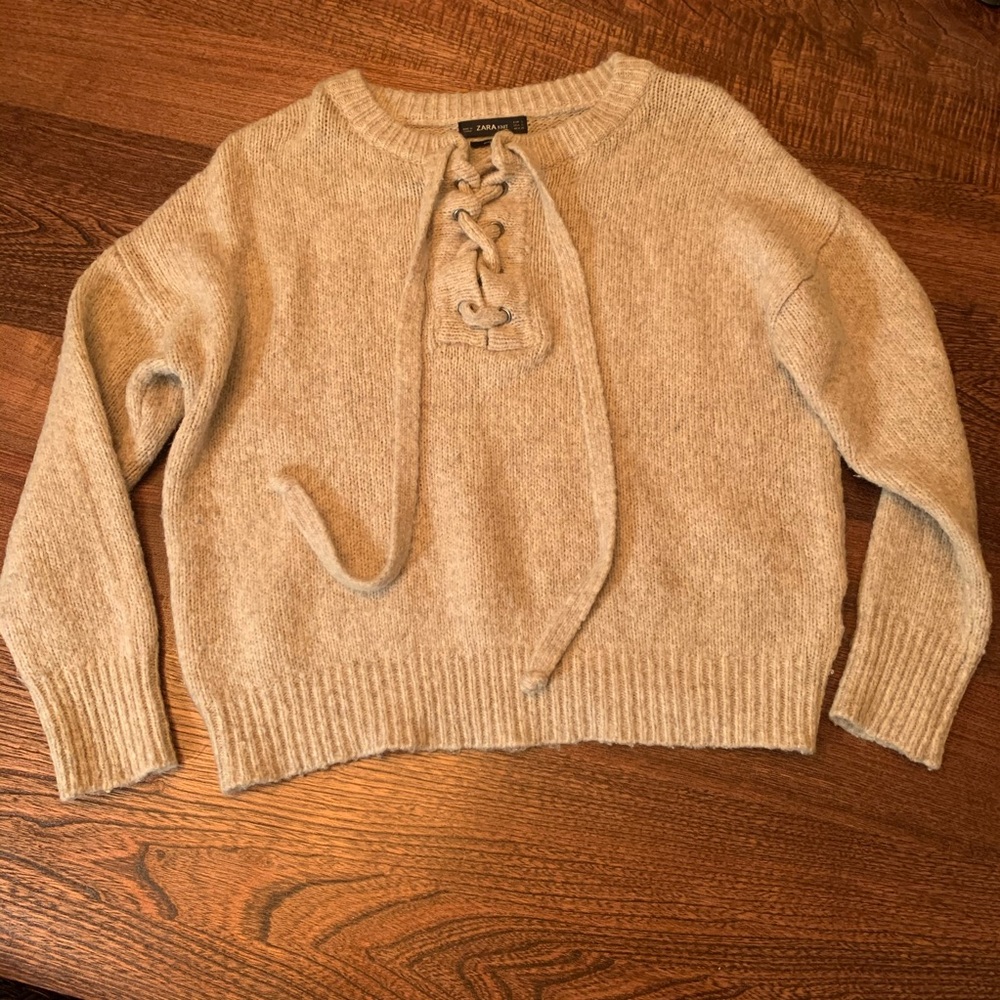Zara Wool Knit Tie-Up Sweater